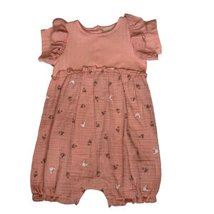 Disney Baby One Piece Girls Short Romper Size 18 Months Peach Floral NWT